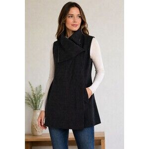 Pendleton Women's Wool Vest Duster Black Sleeveless Coat Size M